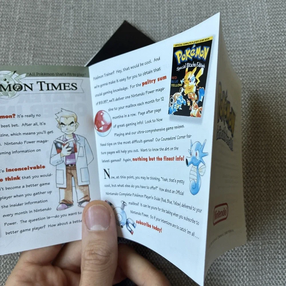 Pokémon Yellow Nintendo Power Player's Guide Offer Insert DMG-APSE-USA + Consumr